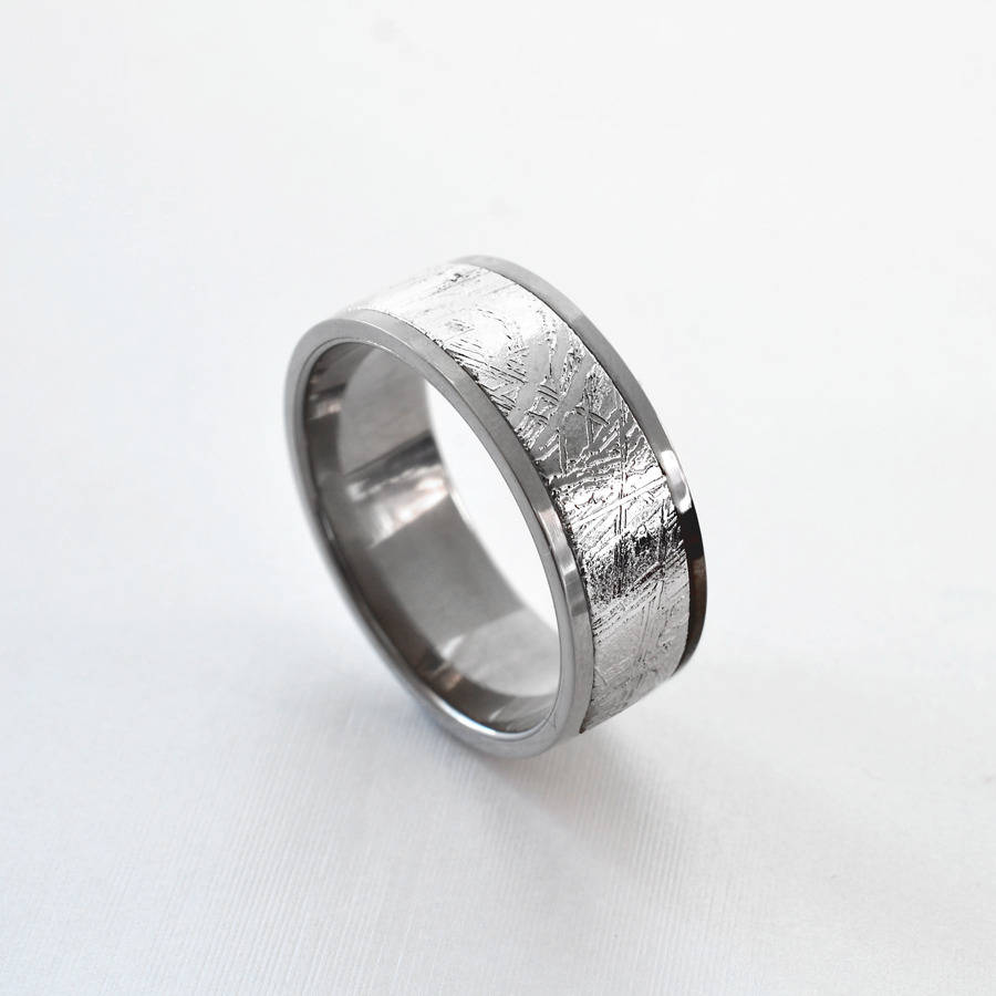 meteorite inlaid titanium ring by martha jackson sterling silver ...