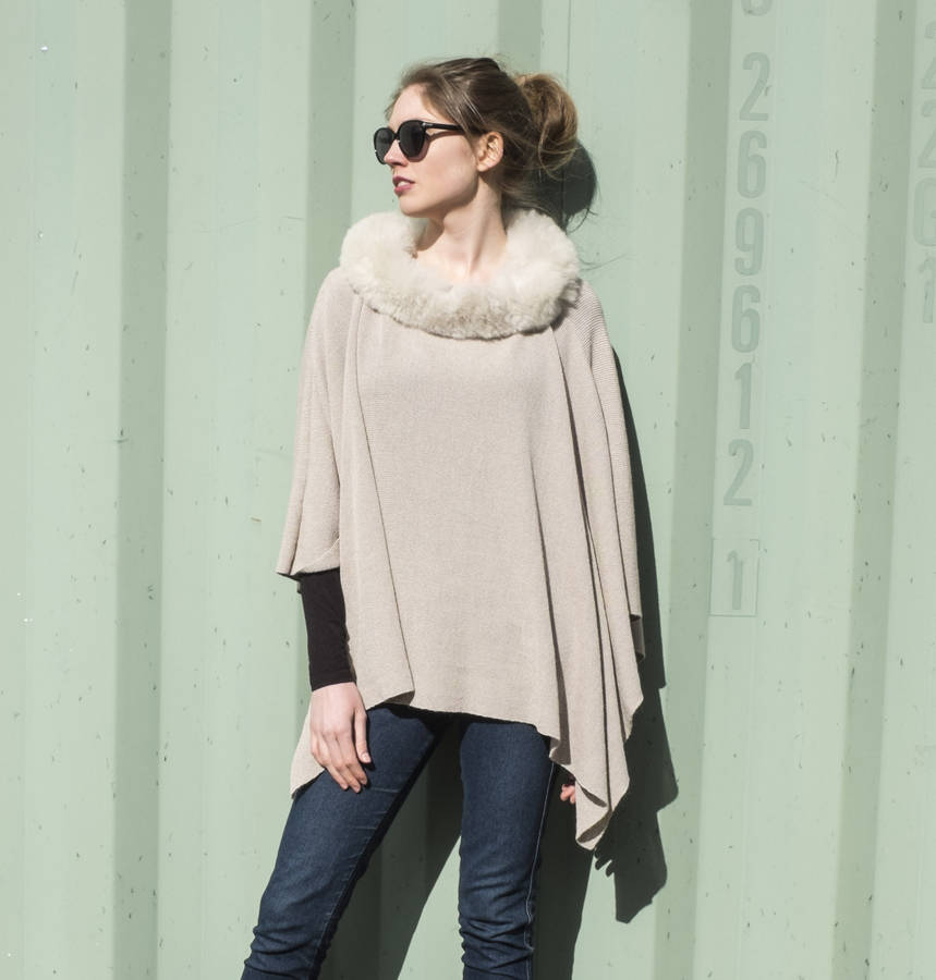 alpaca fur trim cape by samantha holmes | notonthehighstreet.com