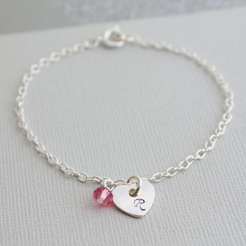 Personalised Heart Birthstone Charm Bracelet, 6 of 11