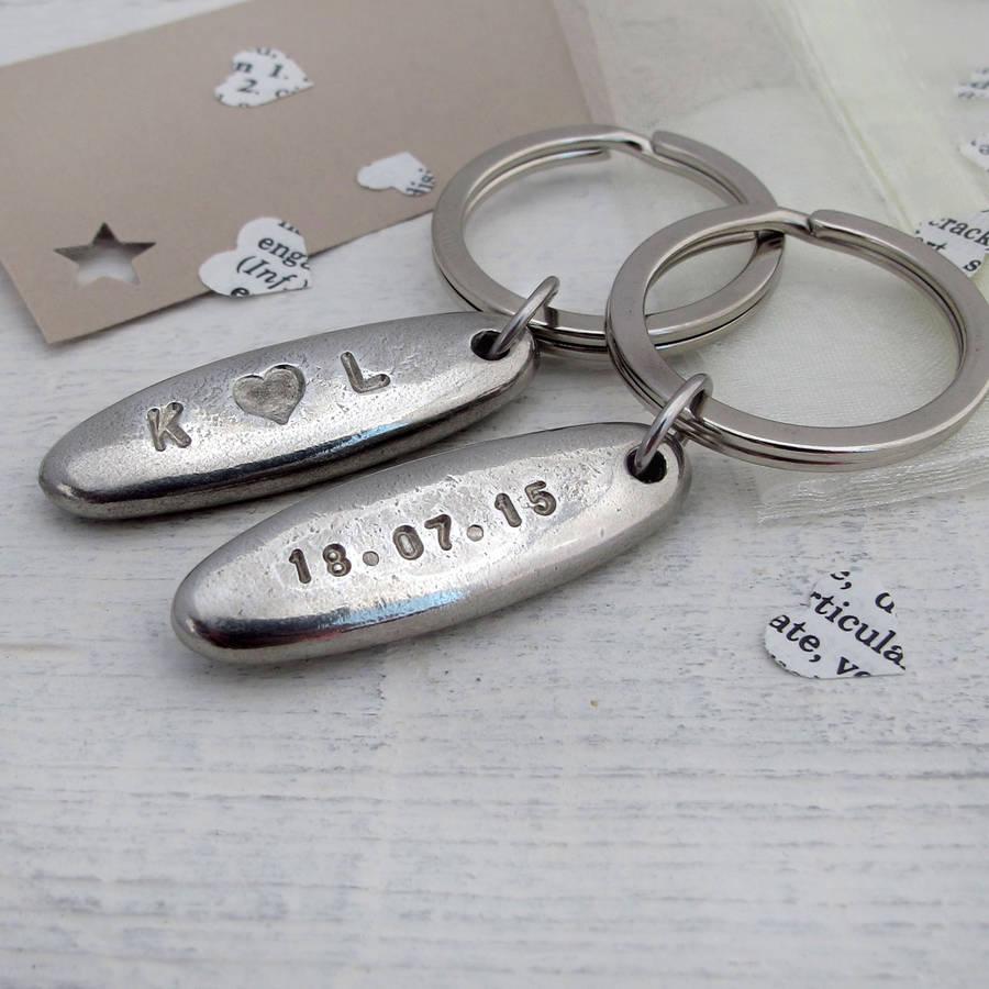 Personalised Couples Pebble Keyrings By WORKSHOP one80 ...