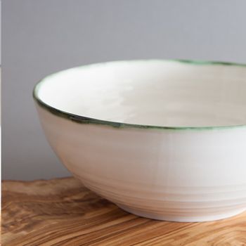 Ceramic Porcelain Copper Green Rim Pasta Bowl, 3 of 3