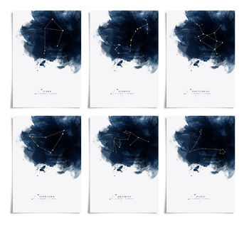 Constellations Personalised Zodiac Star Sign Print, 6 of 12