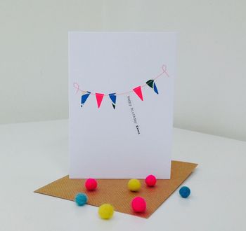 'Happy Birthday' Stitched Bunting Card, 4 of 4
