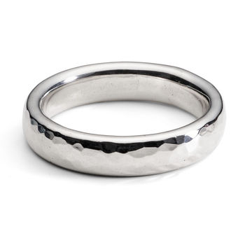 Unisex Hammered Sterling Silver Ring, 2 of 5