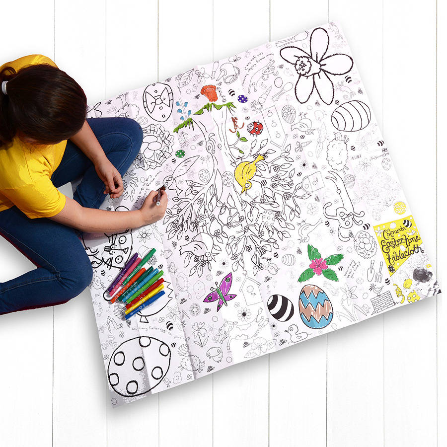 colour in tablecloth easter *personalise it option by eggnogg ltd ...