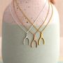 Silver Lucky Diamond Wishbone Necklace, thumbnail 2 of 6