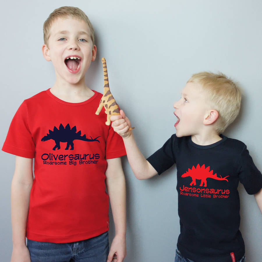 Brother And Sister Dinosaur T Shirt And Babygrow Set By Simply Colors