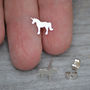 Unicorn Earring Studs In Sterling Silver, thumbnail 2 of 4
