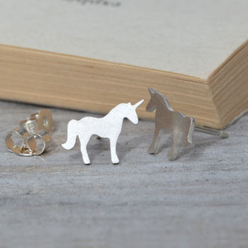 Unicorn Earring Studs In Sterling Silver, 3 of 4