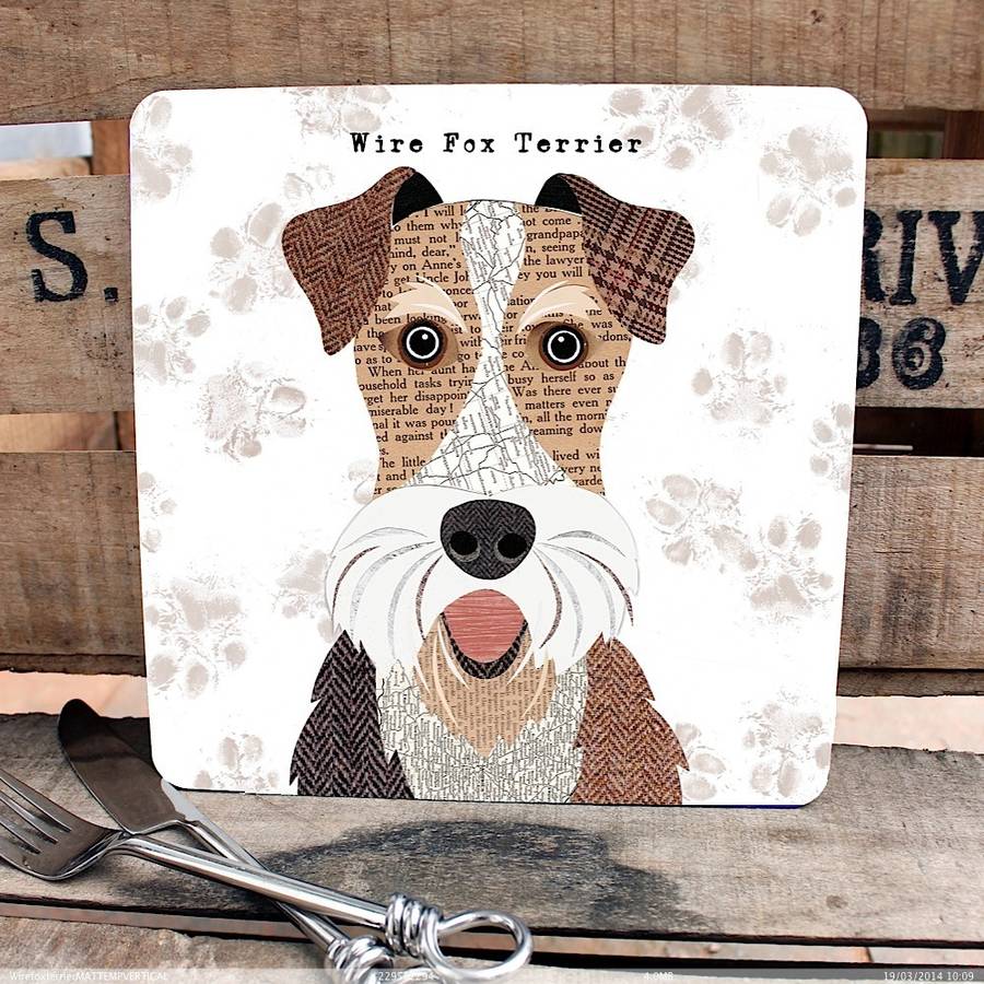 wire fox terrier personalised dog placemat/coaster by simon hart
