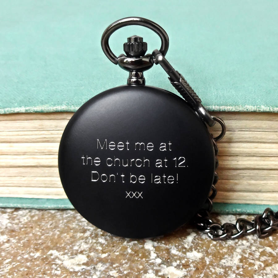 pocket watch with personalised engraved message by wild life designs