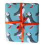 Luxury Green Puffin Gift Wrap And Card Set, thumbnail 4 of 5