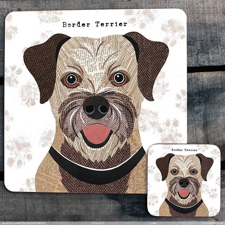 border terrier personalised dog placemat/coaster by simon hart