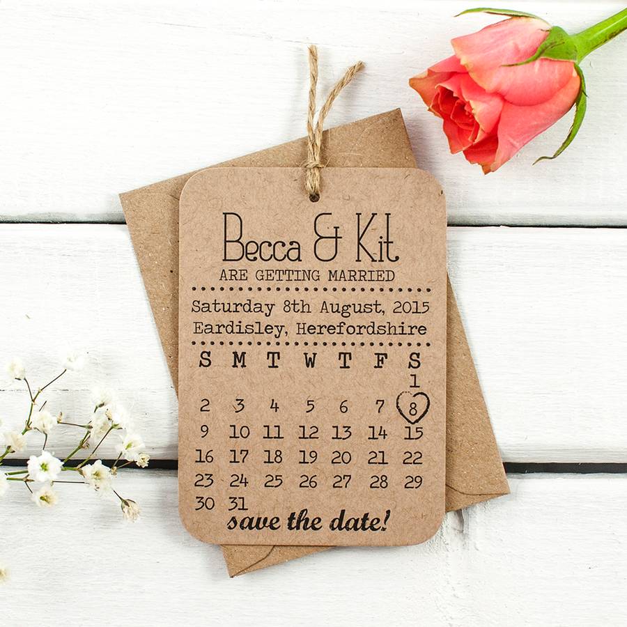Kraft Calendar Save The Date Wedding Cards By Norma dorothy 