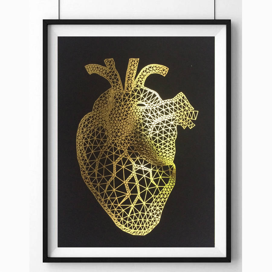 Golden Heart, Gold Foil Framed Print By Palm Valley