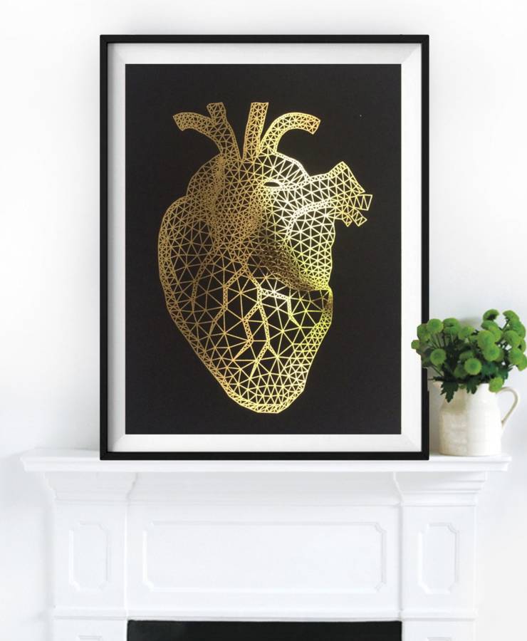 Golden Heart, Gold Foil Framed Print By Palm Valley