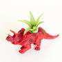 Hand Painted Triceratops Dinosaur Planter With Plant, thumbnail 3 of 8
