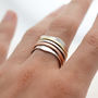 Silver Mixed Metal Triple Scalloped Spinning Ring, thumbnail 4 of 5