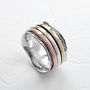 Sterling Silver Mixed Metal Spinning Waves Ring, thumbnail 1 of 3