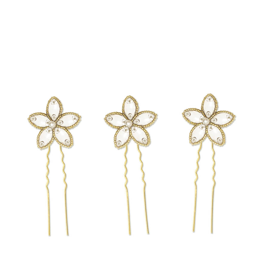 Gold Or Silver Wedding Hair Pins With Crystal Flowers By Britten ...