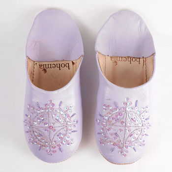 Leather Sequin Babouche Slippers, Bright Collection By Bohemia ...