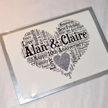 Personalised 10th Wedding Anniversary Love Sparkle Card, 8 of 12