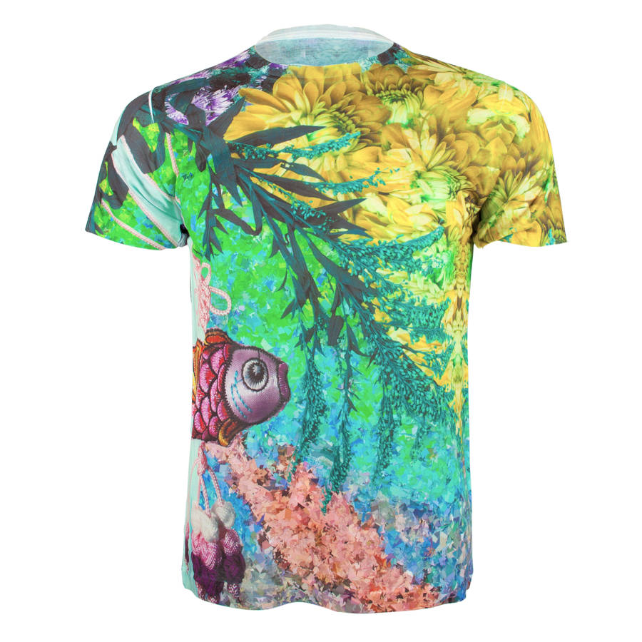 Unisex Hyper Real Floral Fish Printed T Shirt Tee By Jenny Collicott