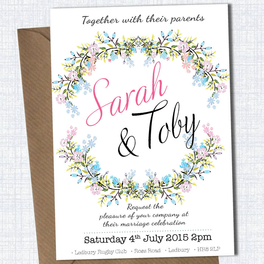 Personalised Floral Wedding Invitation By marf creative