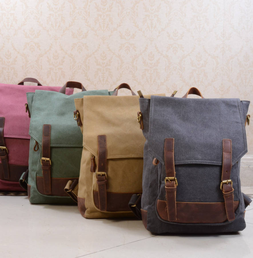 personalised canvas minimalist book backpack by eazo