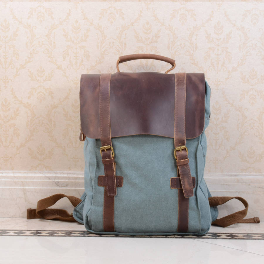 canvas and leather backpack by eazo | notonthehighstreet.com