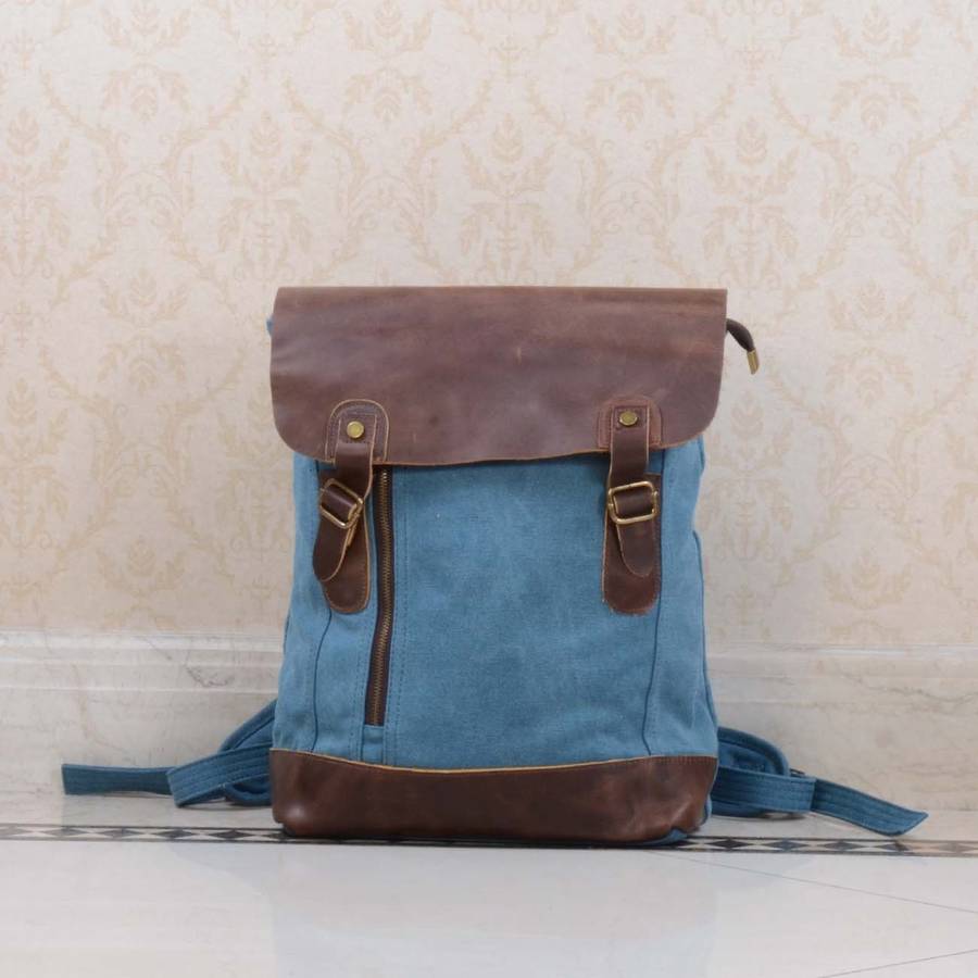Canvas And Leather Zip Detail Backpack By EAZO | notonthehighstreet.com