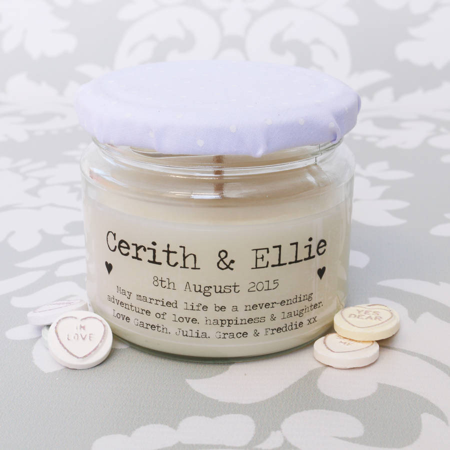 personalised message wedding candle by lumitique