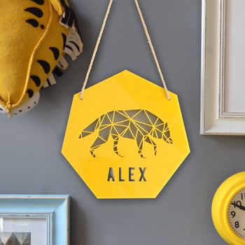 Personalised Geometric Wolf Sign, 2 of 5