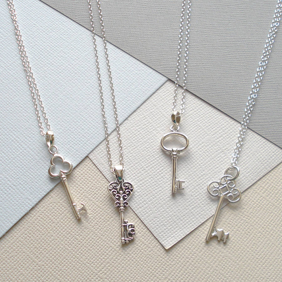 Sterling Silver Key Necklace By Mia Belle | notonthehighstreet.com