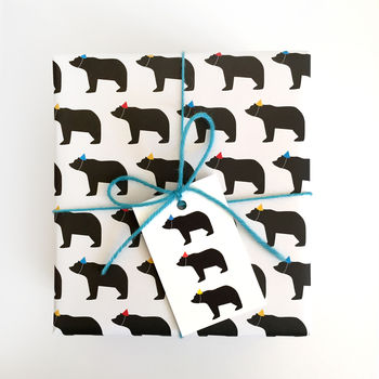 Bear In Party Hats, Wrapping Paper, 4 of 6
