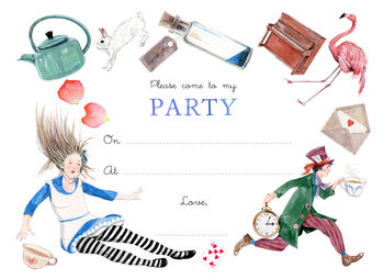 Alice In Wonderland Mad Hatter Tea Party Invitations, 2 of 2