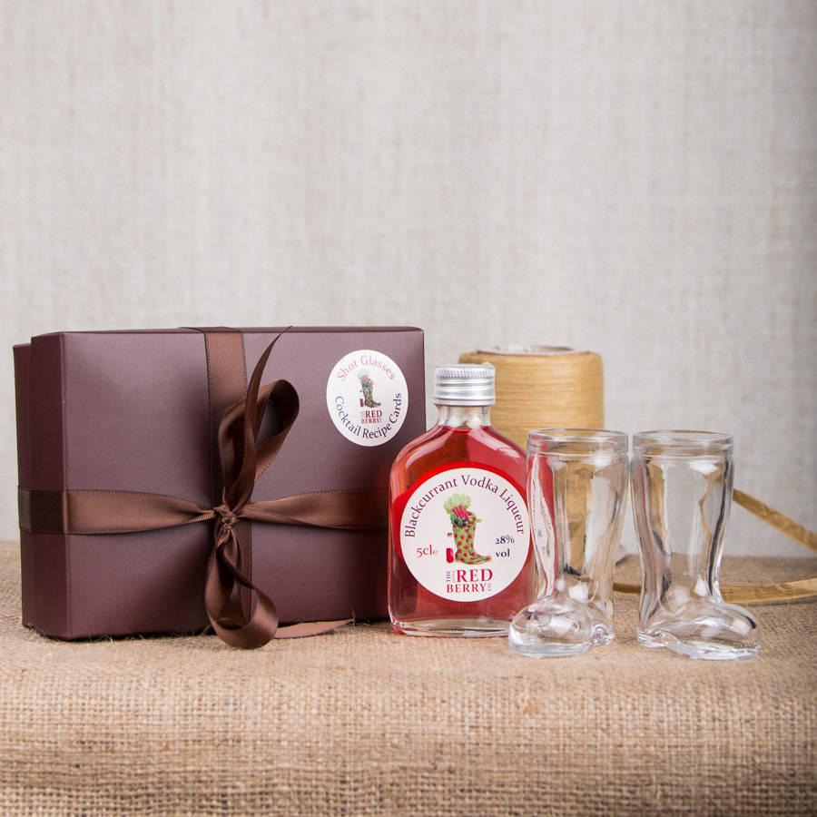 Wellington Boot Shot Glass Gift Box By The Little Red Berry Co