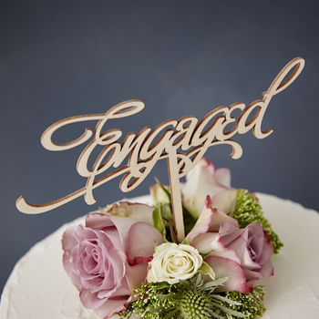 Elegant 'Engaged' Wooden Cake Topper, 2 of 4
