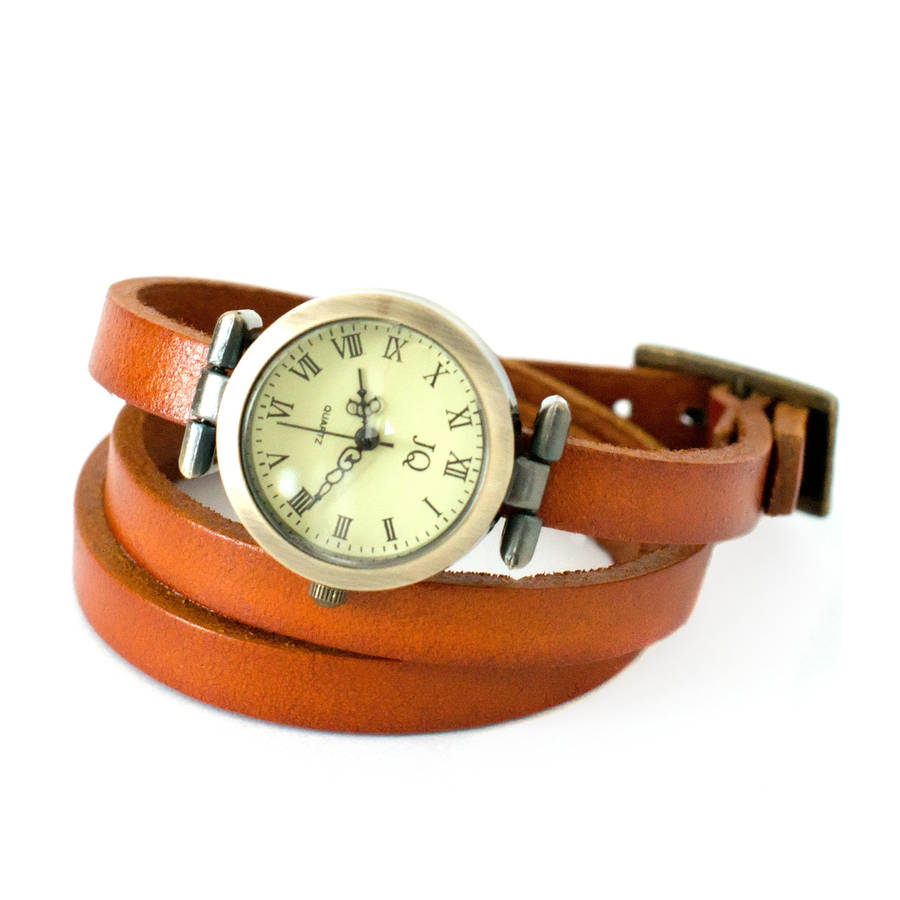 leather wrap watch by collections by hayley | notonthehighstreet.com