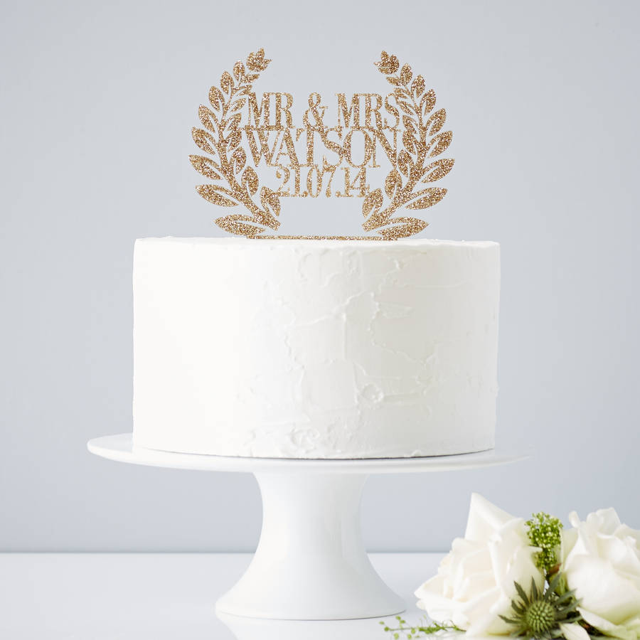 Personalised Wreath Wedding Cake Topper, 1 of 5