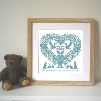 Personalised Baby Or Christening Stork Tree Heart Print, 5 of 9