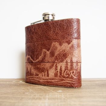 Personalised Ranger Leather Hip Flask, 2 of 5