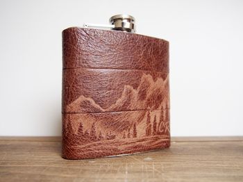 Personalised Ranger Leather Hip Flask, 5 of 5