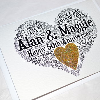 Personalised 50th Wedding Anniversary Love Sparkle Card, 9 of 11