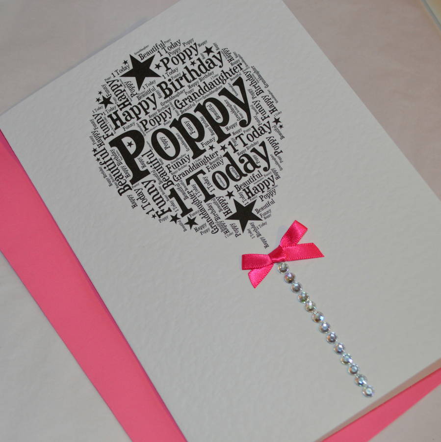 Personalised Happy Birthday Balloon Sparkle Card By Sew Very English