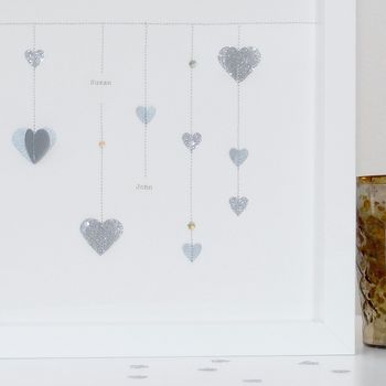 Personalised Hanging Hearts Framed Artwork, 3 of 3