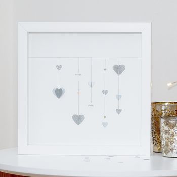 Personalised Hanging Hearts Framed Artwork, 2 of 3