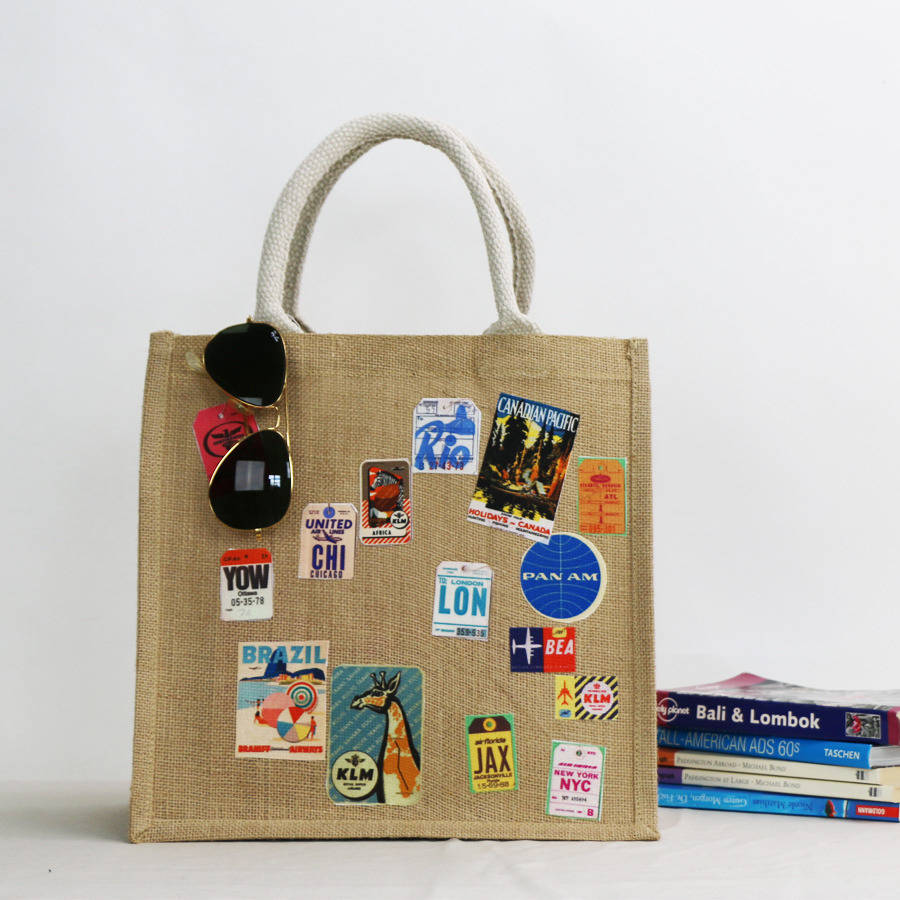 Personalisable Bag With Travel Stickers By Minna's room