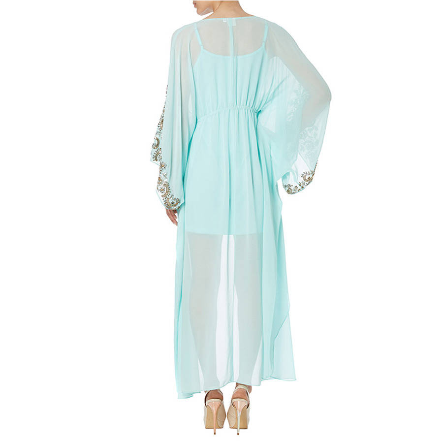 navy blue and gold kaftan