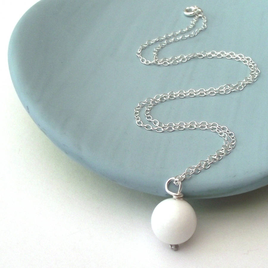 White Jade Necklace By a ring a day